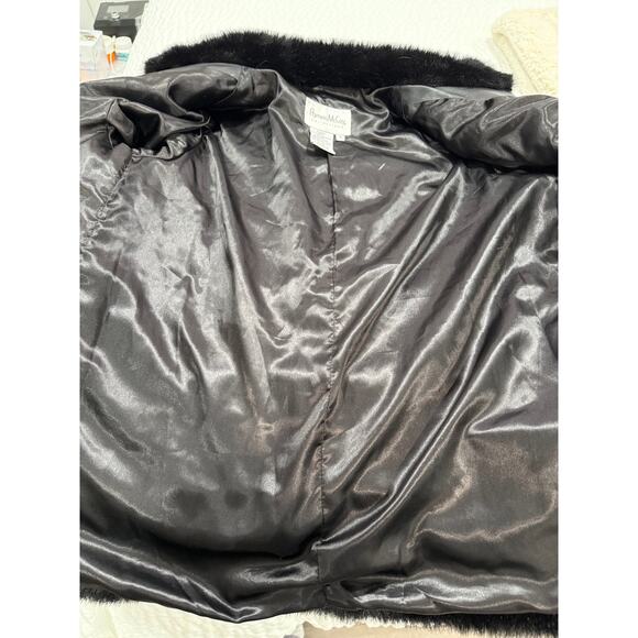 Pamela McCoy Faux Fur Puffer Jacket Black Zip Plush Winter Coat Women’s S Glam - Picture 10 of 11